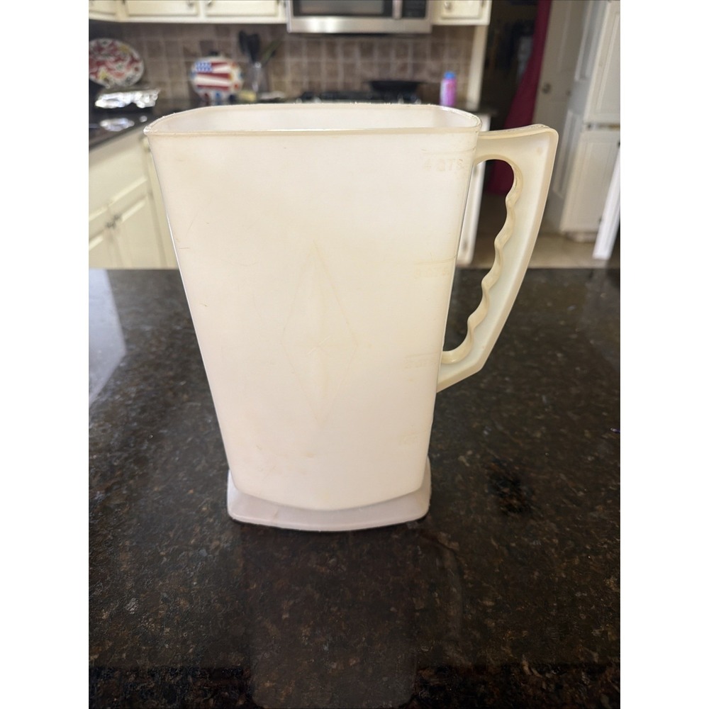 Vintage Alladinware Drink Pitcher 4 Qts Handle Clear Diamond Kitchen Tea Cottage